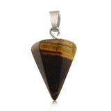 Gothic Faceted Cone Crystal Necklace, Natural Gemstone Pendulum Pendant with Stainless Steel Chain, Minimalist Bullet Point Choker Gift for Women & Men