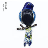 Enamel Bird Parrot Natural Gemstone Pendant, Colorful Enamel Alloy Bird On Branch Inlaid Oval Cabochon Crystal Pendant, Chakra Reiki Healing DIY Necklace Jewelry Charm