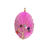 Hand-Wrapped Tree of Life Agate Pendant: 7 Chakra Healing Crystal Necklace with Copper Wire for Spiritual Wellness