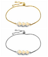 Dainty 3 Natural Chakra Gemstone Bead Bracelet Adjustable Slider Gold Plated Alloy Chain Crystal Bracelet Friendship Energy Healing Jewelry Gift