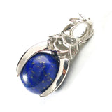 Rose Flower Bezel Round Natural Gemstone Pendant, 16mm Sphere Crystal Silver‑Tone Alloy Charm for Necklace Jewelry Making