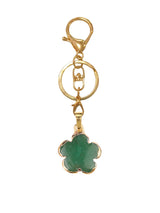 Natural Crystal Flower Keychain Gold Plated Healing Stone Keyring Flower Pendant Bag Charm for Women Jewelry Gift