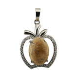 Natural Stone Apple Pendant Necklace • Sterling Silver Crystal Fruit Charm • Healing Crystal Gemstone Jewelry Gift for Women