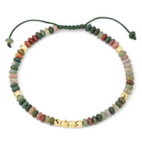 Boho Natural Stone Heishi Disc Beaded Bracelet, Hand Braided Sliding Adjustable Cord Stacking Bracelet for Women Ethnic Daily Jewelry