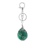 Handmade Wire Wrapped Teardrop Gemstone Pendant Keychain #KC1752
