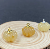 Cute Gemstone Pumpkin Crystal Charm Pendant Pack Carved Mini Natural Stone Flower Beads with Iron Bail for DIY Necklaces Bracelets Earring Making