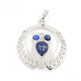 Silver Owl Gemstone Pendant for Making Jewelry #SP1759 Crescent Frame Cute Bird Animal Healing Crystal Jewelry for Women