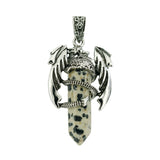 Mythical Flying Dragon Wrapped Quartz Point Pendant, Genuine Healing Stone Chakra Wand Charm, Wiccan Punk Spiritual Protection Jewelry Findings
