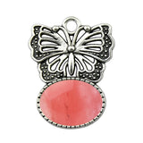 High Quality Natural Colorful Gem Stone Alloy Butterfly Pendant Fashion Women Jewelry Accessories for Children's Party Necklace