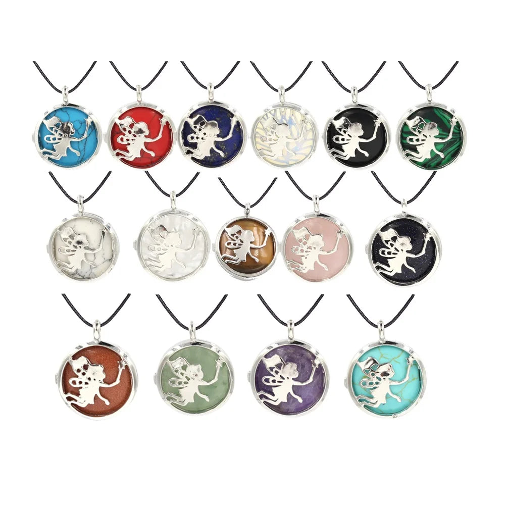 Fantasy Fairy Crystal Inlaid Necklace Hollow Cutout Charm Pendant Necklace Birthday Gift Jewelry for Girls & Ladies