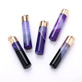Multi‑Color Banded Agate Cylinder Pendant Gold Plated Top Cap Natural Stone Bar Pendant, Raw Polished Crystal Charm for Handmade Necklace Craft