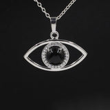 Natural Stone Eye Pendant Necklace Dainty for Girls Women Silver Oval Quartz Crystal Healing Chakra Jewelry