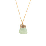 Gold Dipped Natural Raw Crystal Pendant Necklace, Irregular Rough Gemstone Chakra Healing Stone Necklace for Women