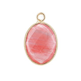 Oval Faceted Natural Gemstone Pendant Charms Gold Plated Bezel Wrapped Crystal Pendant for Jewelry Making DIY Necklace Earrings