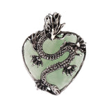 43×32mm Antique Silver Dragon Heart Pendant | Natural Gemstone Gothic Charm for DIY Jewelry