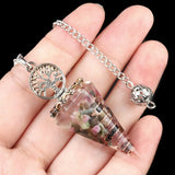 Chips Gemstone Tree of Life Resin Pendulum - Orgone Healing Dowsing Tool with Silver Chain for Divination, Hypnosis & Reiki - Spiritual Gemstone Gift for Wealth & Positivity