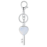 Natural Crystal Heart Key Keychain, Chakra Healing Gemstone Keyring for Car Keys & Bag Charm