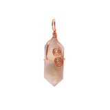 Natural Crystal Hexagonal Point Pendant • Copper Wire Wrapped Double Spiral Crystal Charm • Healing Chakra Gemstone Jewelry Making Accessory