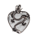 43×32mm Antique Silver Dragon Heart Pendant | Natural Gemstone Gothic Charm for DIY Jewelry