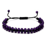 Tiny Mini Natural Stone Beaded Sliding Knot Bracelet, Adjustable Braided Cord Stackable Layering Bracelet for Women Boho Daily Jewelry
