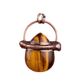 Antique Bronze Wrapped Waterdrop Gemstone Pendant - Gothic Romance Protective Crystal Talisman for Men Women