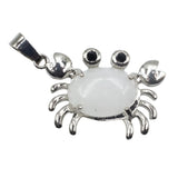 Natural Gemstone Crab Pendant | Silver-Tone Alloy Animal Charm for DIY Jewelry