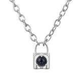 Fashionable Alloy Love Heart Lock with Natural Crystal Gemstone Charm Pendant Necklace Alloy Oval Chain Necklace