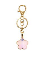 Natural Crystal Flower Keychain Gold Plated Healing Stone Keyring Flower Pendant Bag Charm for Women Jewelry Gift