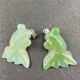 Hand Carved Natural Agate Goldfish Pendant, Lucky Fish Jade Gemstone Charm for DIY Necklace Bracelet Jewelry Making