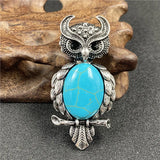 Spirit Wisdom Owl Healing Crystal Pendant | Natural Gemstone Antique Alloy Necklace for Reiki Meditation Birthday Gift