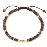 Boho Natural Stone Heishi Disc Beaded Bracelet, Hand Braided Sliding Adjustable Cord Stacking Bracelet for Women Ethnic Daily Jewelry