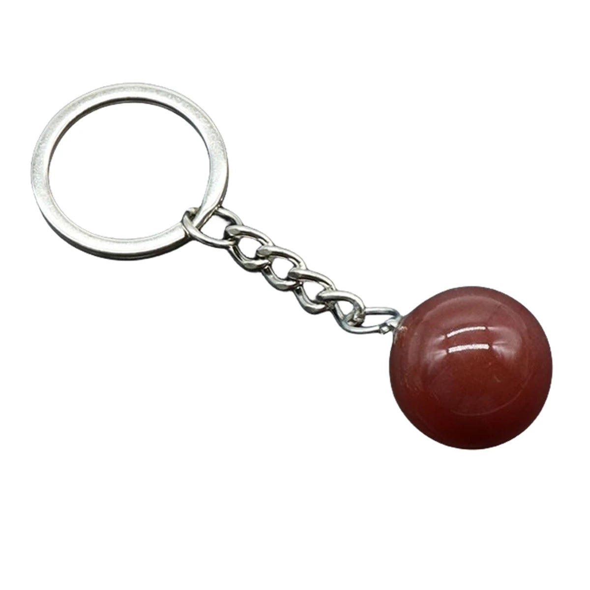 20mm Natural Crystal Sphere Keychain Round Gemstone Ball Key Ring Chakra Healing Stone Bag Pendant Friendship Gift