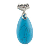 Silver Filigree Cap Natural Teardrop Gemstone Pendant, Water Drop Chakra Healing Crystal Charm for DIY Necklace Making