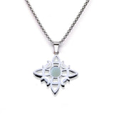 Stainless Steel Witch’s Knot Gemstone Necklace  Celestial Moon Goddess Pendant - Wiccan Protection Jewelry for Women & Men