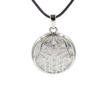 Hamsa Hand Hollow Pendant Necklace, Silver Plated Natural Crystal Inlay Black Wax Cord Protection Necklace for Women