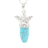 Angel Crystal Bullet Pendant Silver Plated Natural Stone Guardian Angel Charm for Reiki Chakra Necklace Making