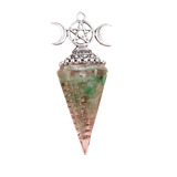 Triple Moon Pentacle Orgone Pendulum Pendant Resin Crystal Dowsing Charm for Wicca & Spiritual Jewelry