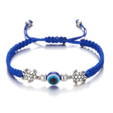 Adjustable Evil Eye Braided Rope Bracelet with Silver Elephant Charm Turkish Lucky Protection Red Black Blue String Bracelets for Women Men Amulet Jewelry