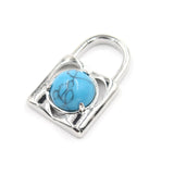 Natural Crystal Lock Pendant, Round Inlaid Chakra Gemstone Charm for DIY Necklace Jewelry Making