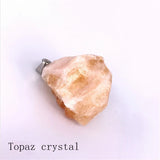 Natural Raw Rough Crystal Pendant Necklace, Unpolished Chakra Healing Stone Pendant with Black Wax Cord for Women Men