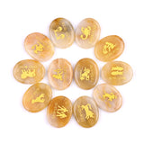Carving 12 Constellation Healing Stones Multiple Gemstones Choose Oval Polished Gemstone Collectibles #SP1904-W16