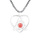 Stainless Steel Celtic Knot Heart Necklace Gemestone Triquetra Symbol Pendant - Eternal Love Spiritual Jewelry for Women & Men