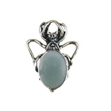 26×36mm Antique Silver Spider Pendant | Natural Crystal Cabochon Gothic Insect Charm for Jewelry Making
