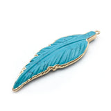 Gold Edge Natural Stone Feather Pendant, Angel Wing Gemstone Charm for DIY Necklace Earring Keychain Jewelry Making