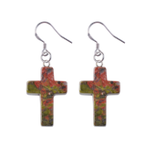 Purple Crystal Cross Dangle Earrings Hypoallergenic Silver Ear Hooks Handcrafted Genuine Amethyst Gemstone Crucifix Earrings Minimalist Jewelry