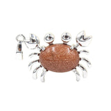 Natural Gemstone Crab Pendant | Silver-Tone Alloy Animal Charm for DIY Jewelry