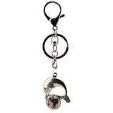 Bohemian Silver Marine Dolphin Key Ring • Cute Sea Animal Crystal Sphere Holder Clip • Heavy-Duty Swivel Lobster Clasp Christmas Gift