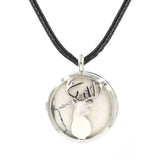 Lucky Deer Head Crystal Pendant Necklace, Natural Healing Stone Charm Necklace, Blessing Gift Jewelry for Women