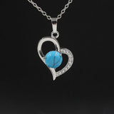 Heart Pendant Necklace, Hollow Love Shape Zircon Inlaid Crystal Bead Chain Necklace, Elegant Women Jewelry Gift