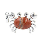 Natural Gemstone Crab Pendant | Silver-Tone Alloy Animal Charm for DIY Jewelry